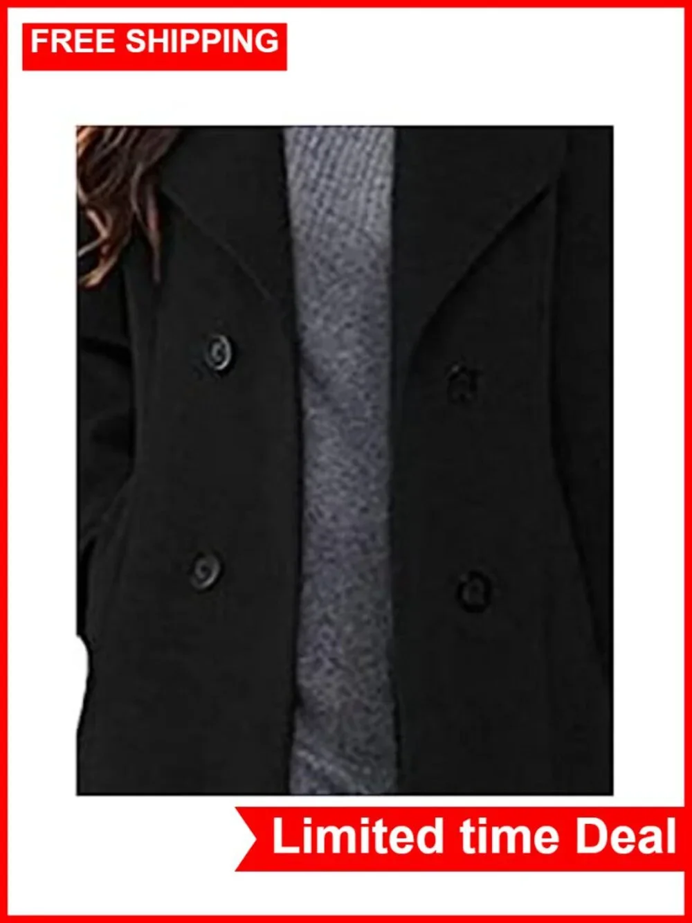 Wool Blend Maxi Pea Coat Shawl Collar Double Breasted Winter Trench
